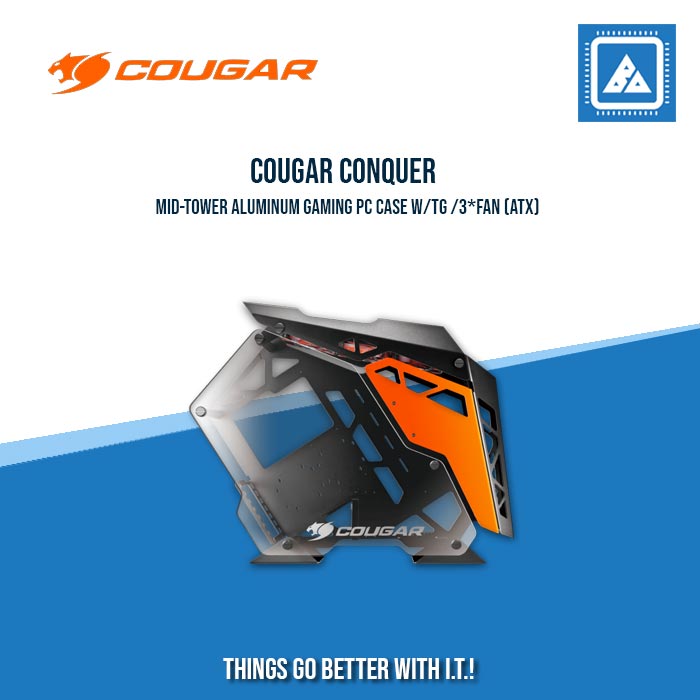 COUGAR CASE CONQUER / MID TOWER / TEMPERED GLASS COVER / 3PCS OF 120MM LED FANS COUGAR CASE CONQUER / MID TOWER / TEMPERED GLASS COVER / 3PCS OF 120MM LED FANS